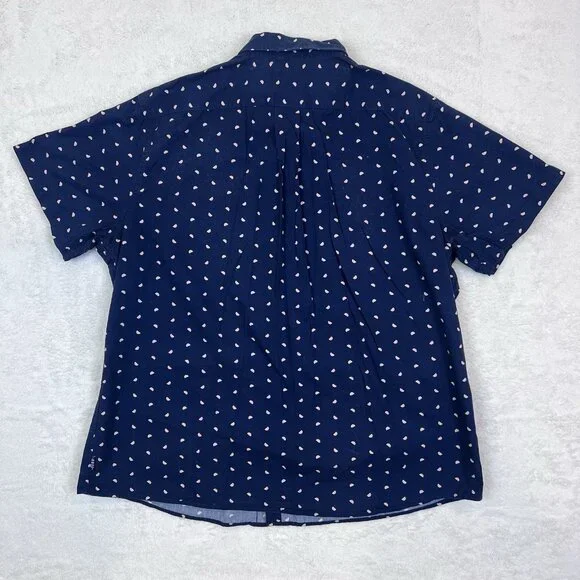 Men's Short Sleeve Button Up Shirt‎ XXL ROWM Navy Blue with Little Watermelons - Picture 8 of 9